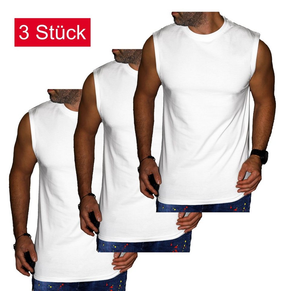 RMK Unterhemd Unterhemd Muscleshirt Tanktop Ärmellos Shirt Uni Farben (Packung, 3er-Set) aus reiner Baumwolle, mit Rundhalsausschnitt von RMK