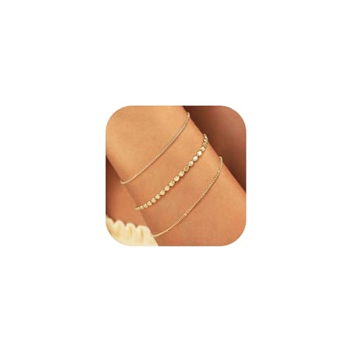 RMMD Armband Damen Gold - 3 Stück Armbänder Damen Goldschmuck Armkette Wasserfester Schmuck Set Personalisiert Armbander Schmuck Gold Geschenke für Frauen Mädchen von RMMD