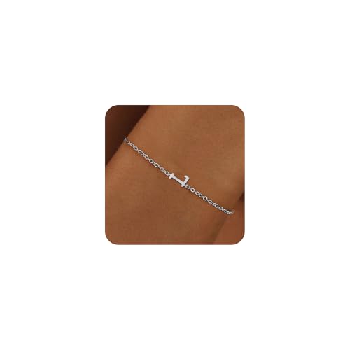 RMMD Armband Damen Mädchen, Silber Armband mit Buchstaben L Initiale Armband Namensarmband Silber Buchstaben Armbänder Damen Geburtstagsgeschenk Geschenke für Frauen Teenager Mädchen von RMMD