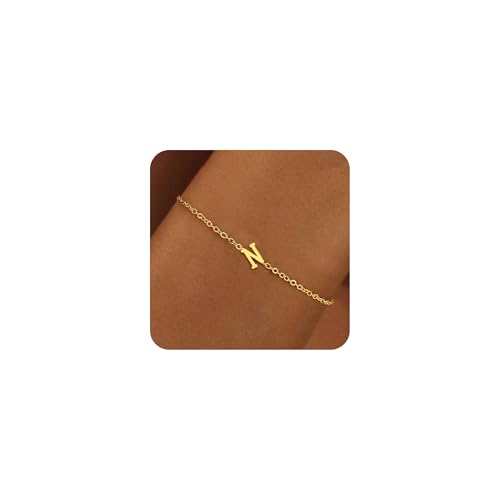 RMMD Gold Armband für Damen - Armband Gold Damen Buchstaben N Armband Personalisiert Armkette Damen Gold Vergoldete Armbänder Damen Geburtstagsgeschenk Modeschmuck für Frauen Mädchen von RMMD