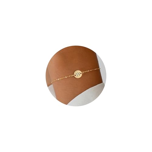RMMD Armband Damen Gold - 18K Vergoldetes Armband Mit Buchstaben W, Initiale Personalisiert, Geburtstagsgeschenk für Frauen, Freundin, Mädchen Schmuck von RMMD