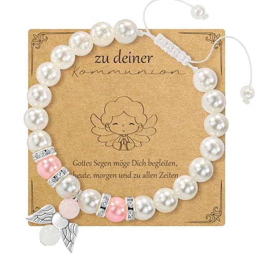 RMMD Kommunion Geschenke für Mädchen, Armband Kommunion Mädchen, Kommuniongeschenke Schutzengel Armband mit Perle, Erstkommunion Geschenke, Kommunions Schmuck Armbands mit Karte Tasche RMMD Kommunion Geschenke für Mädchen, Armband Kommunion Mädchen, Kommuniongeschenke Schutzengel Armband mit Perle, Erstkommunion Geschenke, Kommunions Schmuck Armbands mit Karte Tasche von RMMD
