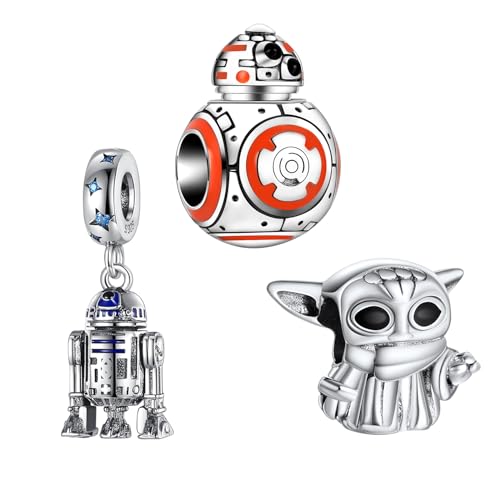 RMMY Charm Movie Baby Master Robot Dangle Charm Anhänger für Armband Halskette Muttertag Geschenk für Frauen 925 Sterling Silber Beads with Zirkonia Schmuck von RMMY