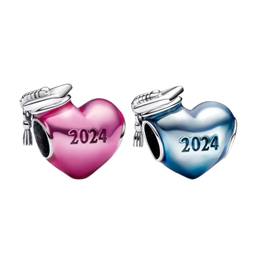 RMMY 2024 Graduation Heart Charm Anhänger für Armband Halskette Muttertag Geschenk für Frauen,925 Sterling Silber Beads with Zirkonia Schmuck von RMMY