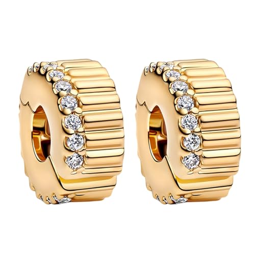 RMMY 925 Sterling Silber Anhänger, Charm für Damen, Armbänder „Gold Clips“, 5A Zirkonia, Charms für Damen, 2er-Pack von RMMY