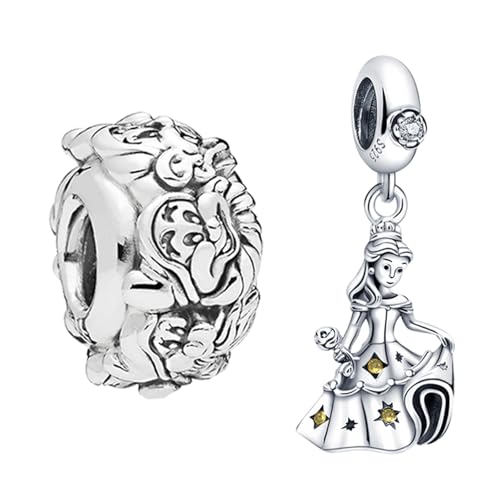 RMMY 925 Sterling Silber Perlen Prinzessin und Diener Anhänger Charms für Armband Halskette Weihnachten Muttertag Schmuck für Damen mit Zirkonia von RMMY