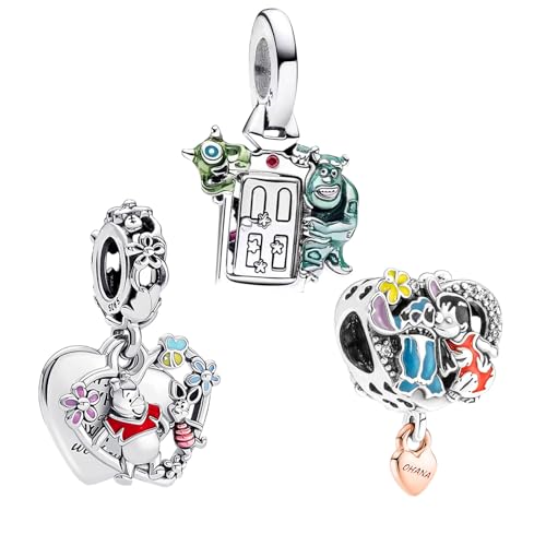 RMMY Bear Monsters Boy Friend Heart Charm Anhänger für Armband Halskette Muttertag Geschenk für Frauen,925 Sterling Silber Beads with Zirkonia Schmuck von RMMY