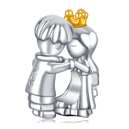 RMMY Boy Girl Couple Crown Bead Charm Anhänger für Armband Halskette Muttertag Geschenk für Frauen,925 Sterling Silber Beads with Zirkonia Schmuck von RMMY