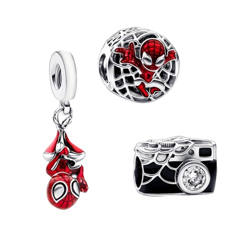 RMMY Charm Camera Hanging Spider Hero People Charm Anhänger für Armband Halskette Muttertag Geschenk für Frauen 925 Sterling Silber Beads with Zirkonia Schmuck von RMMY