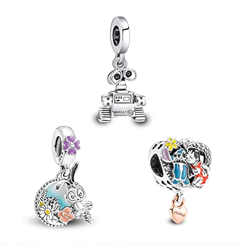 RMMY Cartoon Animal Charm Anhänger 925 Sterling Silber Charm Bead für Armband Damen Schmuck Perfektes Birthday Muttertagsgeschenk 3-Stück/Paket von RMMY