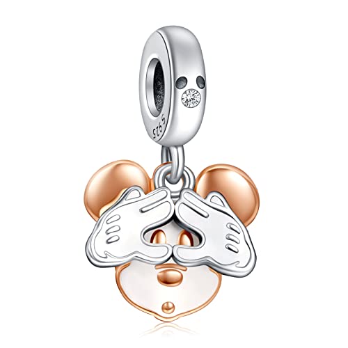 RMMY Charm Anhänger Cartoon Mouse 925 Sterling Silver Pendant Dangle Beads für Europäische Armbänder und Halsketten Valentine's Day Mother's Day Gifts für Mädchen von RMMY