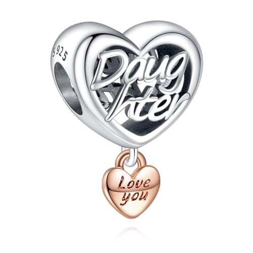 RMMY Charm Anhänger Daughter Loves You 925 Sterling Silver Pendant Dangle Beads für Europäische Armbänder und Halsketten Chriatmas Birthday Jewelry Gifts for Women & Girls RMMY Charm Anhänger Daughter Loves You 925 Sterling Silver Pendant Dangle Beads für Europäische Armbänder und Halsketten Chriatmas Birthday Jewelry Gifts for Women & Girls von RMMY