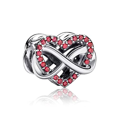 RMMY Charm Anhänger Family Infinity Red Heart CharmAnhänger 925 Sterling Silver Pendant Dangle Beads für Europäische Armbänder und Halsketten,Chriatmas Birthday Jewelry Gifts for Women & Girls von RMMY