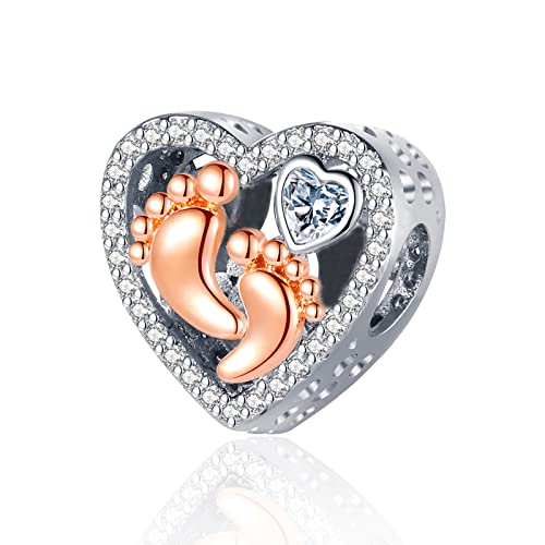 RMMY Charm Anhänger Love & Heart Baby Paws CharmAnhängers 925 Sterling Silver Pendant Dangle Beads für Europäische Armbänder und Halsketten,Chriatmas Birthday Jewelry Gifts for Women & Girls von RMMY