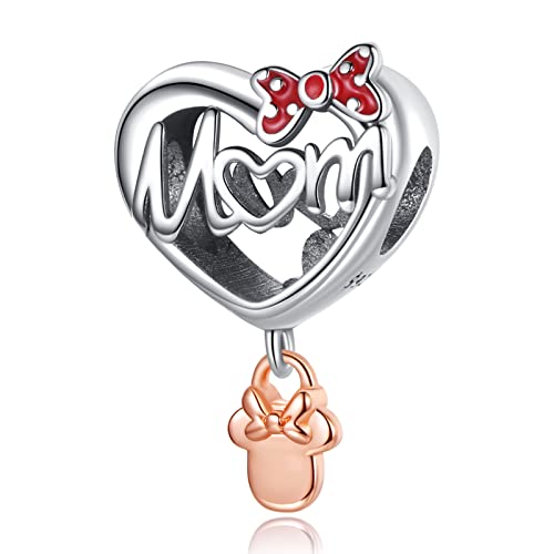 RMMY Charm Anhänger Mom Love Heart 925 Sterling Silver Pendant Dangle Beads für Europäische Armbänder und Halsketten,Chriatmas Birthday Jewelry Gifts for Women & Girls von RMMY