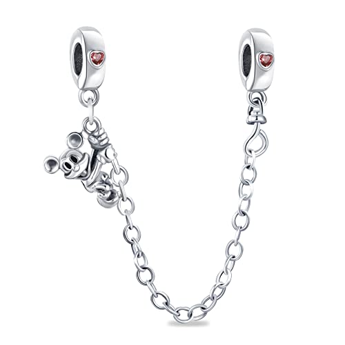 RMMY Charm Anhänger Mouse Safety Chain Clip 925 Sterling Silver Pendant Dangle Beads für Europäische Armbänder und Halsketten,Chriatmas Birthday Jewelry Gifts for Women & Girls von RMMY