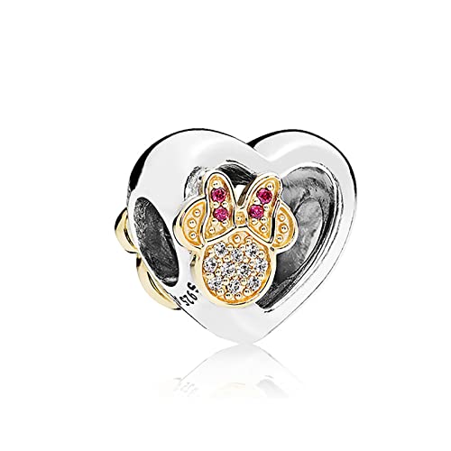 RMMY Charm Anhänger Mouse True Love Heart 925 Sterling Silver Pendant Dangle Beads für Europäische Armbänder und Halsketten,Chriatmas Birthday Jewelry Gifts for Women & Girls von RMMY