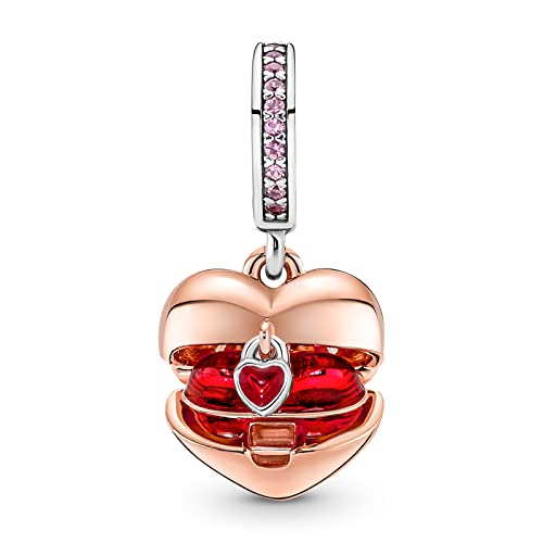 RMMY Charm Anhänger Openable Heart Locket Dangle 925 Sterling Silver Pendant Dangle Beads für Europäische Armbänder und Halsketten Chriatmas Birthday Jewelry Gifts for Women von RMMY