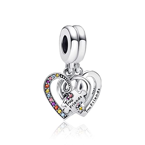 RMMY Charm Anhänger Puzzle Piece Hearts Friendship CharmAnhänger 925 Sterling Silver Pendant Dangle Beads for European Bracelets Necklaces,Chriatmas Birthday Jewelry Gifts for Women Girls von RMMY