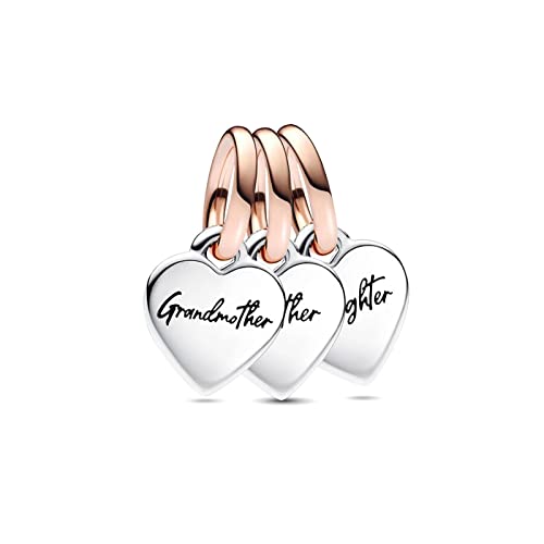 RMMY Charm Anhänger S925 Sterling Silber Family Generation of Hearts Bracelet Bead für Europäische Armbänder Halskette Mother's Day Schmuck Geschenk Christmas für Damen Herren von RMMY