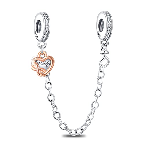 RMMY Charm Anhänger S925 Sterling Silber Family Safety Chain für Europäische Armbänder Halskette,Mother's Day Schmuck Geschenk Christmas für Damen Herren von RMMY