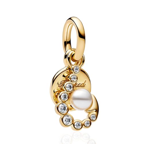 RMMY Charm-Anhänger aus 925er Sterlingsilber für Damenarmbänder, Gold, „Hooked On You“, 5A Zirkonia, Charms für Damen von RMMY