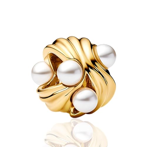 RMMY Charm-Anhänger aus 925er Sterlingsilber für Damenarmbänder, Gold, Perlenband, 5A Zirkonia, Charms für Damen von RMMY