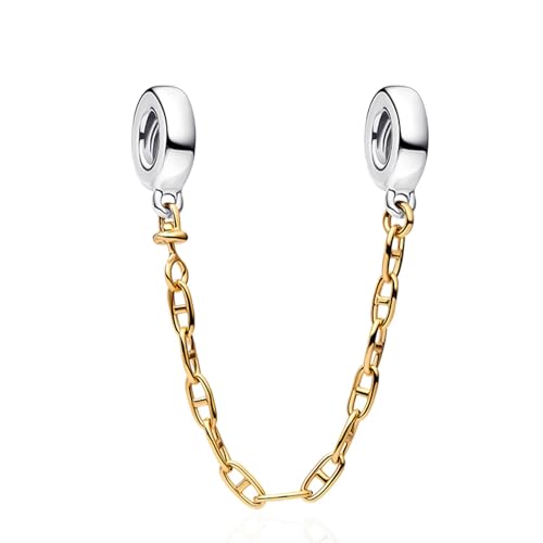 RMMY Charm-Anhänger aus 925er Sterlingsilber für Damenarmbänder, Gold, Schweinenase, Sicherheitskette, 5A Zirkonia, Charms für Damen von RMMY