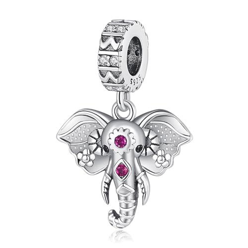RMMY Charm Lucky Elephant Charm Anhänger für Armband Halskette Muttertag Geschenk für Frauen 925 Sterling Silber Beads with Zirkonia Schmuck von RMMY