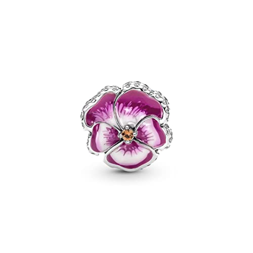 RMMY Charm Pink Pansy Flower Anhänger für Armband Halskette Muttertag Geschenk für Frauen,925 Sterling Silber Beads with Zirkonia Schmuck von RMMY