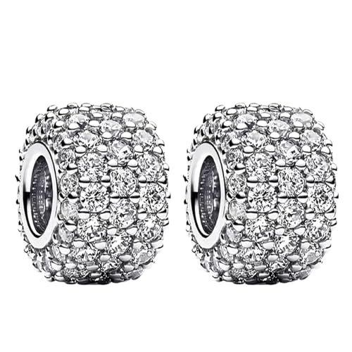 RMMY Charm Rosegold Clear Spacer Charms 2pcs Anhänger für Armband Halskette Muttertag Geschenk für Frauen 925 Sterling Silber Beads with Zirkonia Schmuck von RMMY