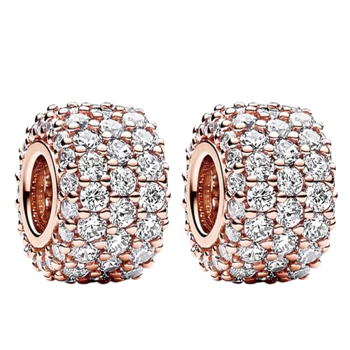 RMMY Charm Sliver Clear Spacer Charms 2pcs Anhänger für Armband Halskette Muttertag Geschenk für Frauen 925 Sterling Silber Beads with Zirkonia Schmuck von RMMY