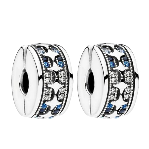 RMMY Charm Star Clip Stopper Charms 2pcs Anhänger für Armband Halskette Muttertag Geschenk für Frauen 925 Sterling Silber Beads with Zirkonia Schmuck von RMMY