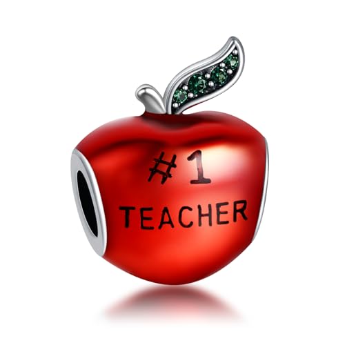 RMMY Charm Teacher Fruit-apples Charm Anhänger für Armband Halskette Muttertag Geschenk für Frauen 925 Sterling Silber Beads with Zirkonia Schmuck von RMMY