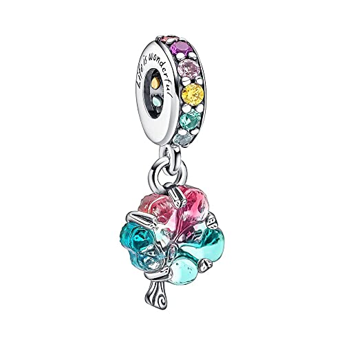 RMMY Charm Togetherness Tree Glass Anhänger für Armband Halskette Muttertag Geschenk für Frauen,925 Sterling Silber Beads with Zirkonia Schmuck von RMMY