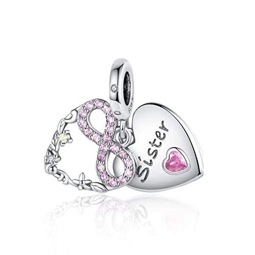 RMMY Infinite Love Sister Charm Anhänger 925 Sterling Silber Charm Bead für Armband Damen Schmuck Perfektes Birthday Muttertagsgeschenk von RMMY