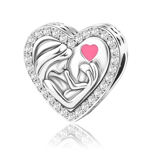 RMMY Mom Baby Love Charm Anhänger für Armband Halskette Muttertag Geschenk für Frauen,925 Sterling Silber Beads with Zirkonia Schmuck von RMMY