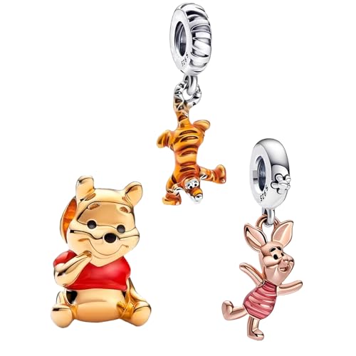 RMMY Charm Movie Bear & Tiger Pig Charm Anhänger für Armband Halskette Muttertag Geschenk für Frauen 925 Sterling Silber Beads with Zirkonia Schmuck von RMMY