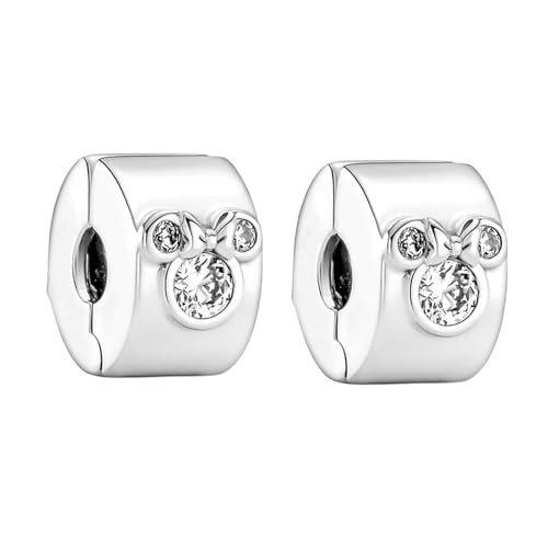 RMMY Charm Silver Gem Mouse Head Clip Charms 2pcs Anhänger für Armband Halskette Muttertag Geschenk für Frauen 925 Sterling Silber Beads with Zirkonia Schmuck von RMMY