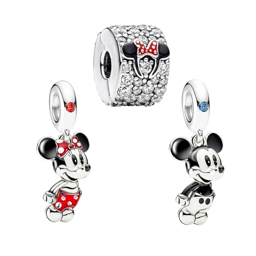 RMMY The Mouse Couple and Clip Charms Anhänger für Armband Halskette Muttertag Geschenk für Frauen,925 Sterling Silber Beads with Zirkonia Schmuck von RMMY