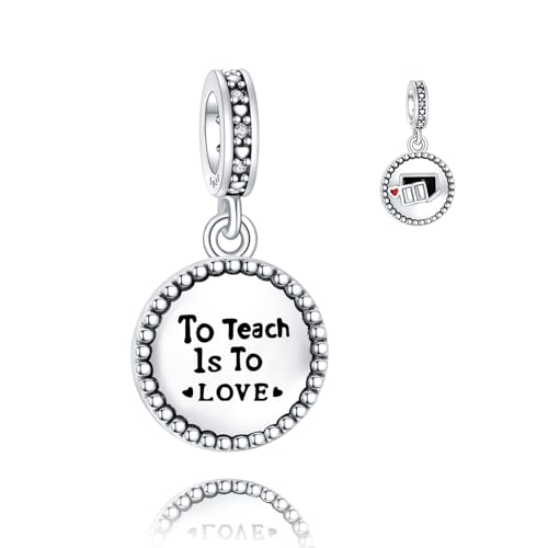 RMMY To Teach Is To Love Charm Anhänger für Armband Halskette Muttertag Geschenk für Frauen,925 Sterling Silber Beads with Zirkonia Schmuck von RMMY