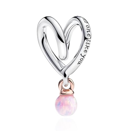 RMMY Two-tone Wrapped Heart Charm Anhänger für Armband Halskette Muttertag Geschenk für Frauen,925 Sterling Silber Beads with Zirkonia Schmuck von RMMY