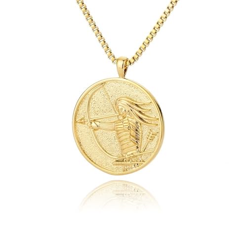RMYSUM Medaille Mythologie Mulan Athena Hecate 18K Vergoldete Halskette,Mythologie Medaillon Königin Halskette for Frauen von RMYSUM