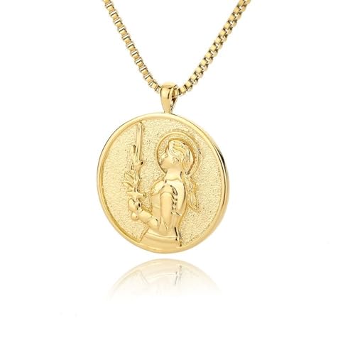 RMYSUM St. Joan of Arc Hecate Athena Artemis 18 Karat Vergoldete Halskette,Medaille Medaillon Königin Halskette for Frauen RMYSUM St. Joan of Arc Hecate Athena Artemis 18 Karat Vergoldete Halskette,Medaille Medaillon Königin Halskette for Frauen von RMYSUM