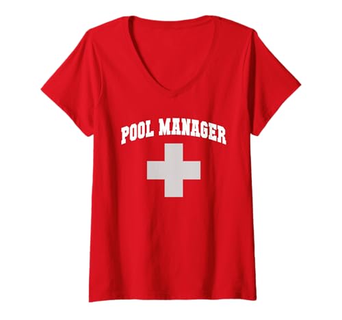 Damen Niedlicher Poolmanager Jungen Reise Schwimmen Urlaub Kreuzfahrt Urlaub T-Shirt mit V-Ausschnitt von RN NP Lifeguards Dad Born to Sunbathe Summer