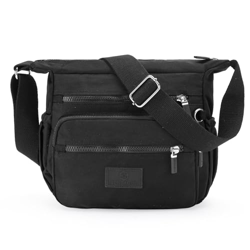 RNIEGA Damen Crossbody Tasche Wasserdicht Reise Geldbörse Nylon Kleine Handtasche für Damen mit mehreren Taschen, Schwarz RNIEGA Damen Crossbody Tasche Wasserdicht Reise Geldbörse Nylon Kleine Handtasche für Damen mit mehreren Taschen, Schwarz von RNIEGA