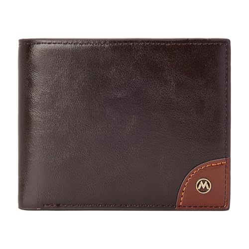 RNIEGA Geldbörse Herren Leder Mit RFID Schutz, Portemonnaie Mit Ausweisfenster und 2 Bill Compartments von RNIEGA