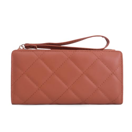 RNIEGA Damen Geldbörse, Bifold, PU-Leder, 17 Kreditkartenfächer, Magnetverschluss, Braun von RNIEGA