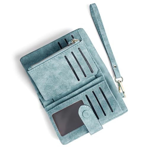 RNIEGA Kleine Geldbörse Damen PU Leder RFID Blockierende Portemonnaie Mit Armband Münze Reißverschluss Geldbeutel von RNIEGA