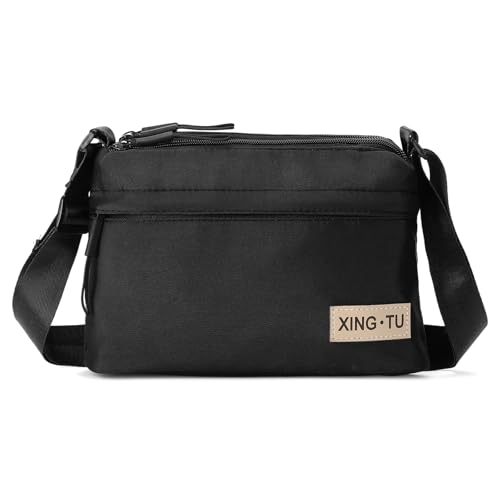RNIEGA Kleine Damen Crossbody Bag Geldbörse Mini Nylon Umhängetasche mit Verstellbarem Riemen Leichte Multi Pocket Geldbörse, 1-schwarz RNIEGA Kleine Damen Crossbody Bag Geldbörse Mini Nylon Umhängetasche mit Verstellbarem Riemen Leichte Multi Pocket Geldbörse, 1-schwarz von RNIEGA